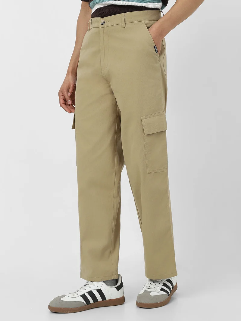 Urbano Fashion  Urbano Fashion Men's Light Olive Loose Baggy Fit Solid Cargo Chino Pant with 6 Pockets Non-Stretchable for Men | Best Price UAE